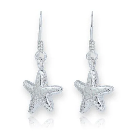 fashion ladies earrings-Lavan Silver Starfish Earrings