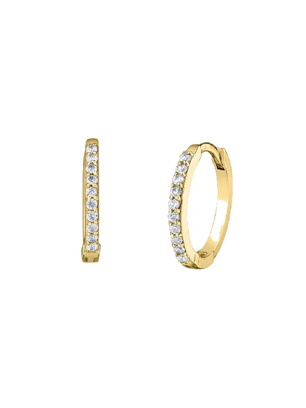 women’s sparkling earrings-Maple Leaf Diamond 9ct Yellow Gold Hoop Earrings