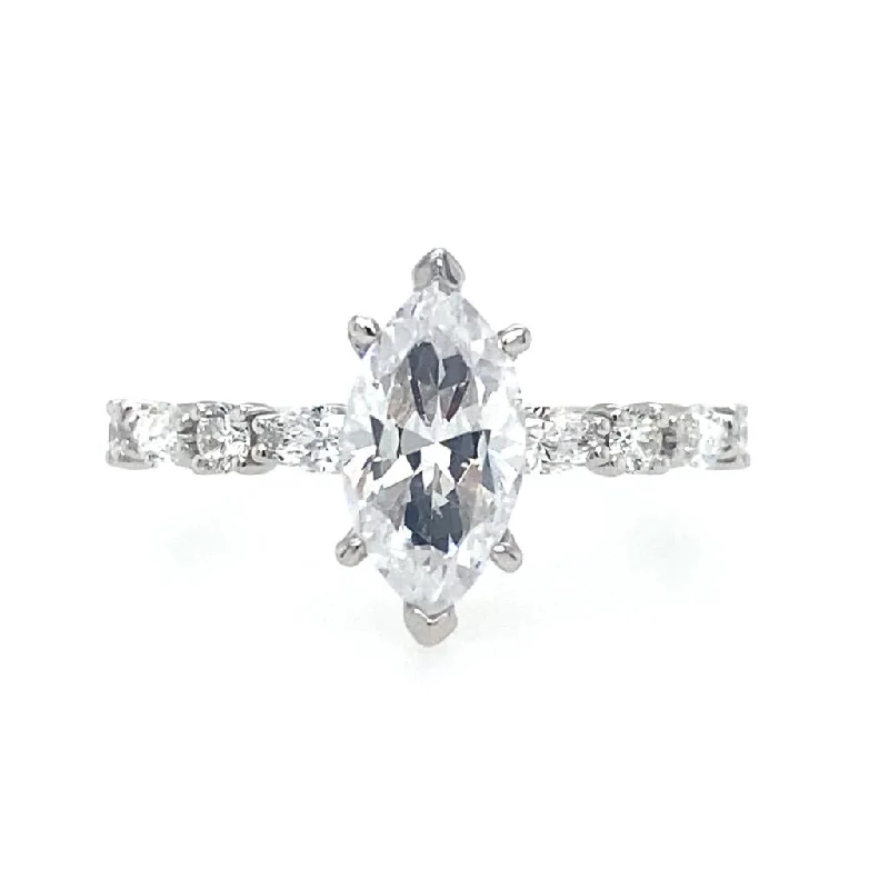 stylish engagement rings for modern brides-14K White Gold 'Juliet' Classic Marquise Diamond Engagement Ring