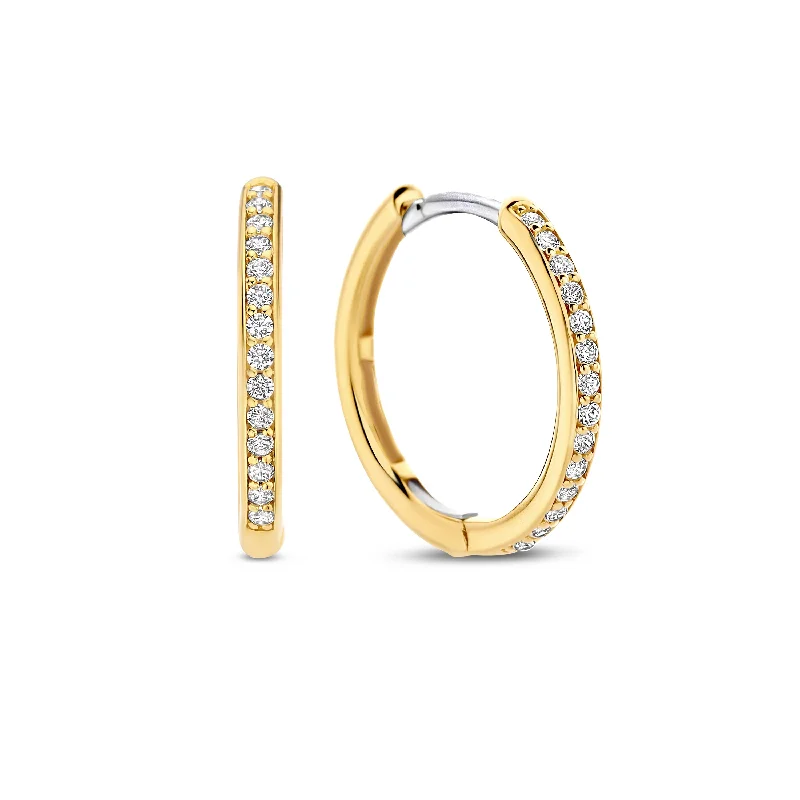 diamond hoop earrings for women-Ti Sento Gold Medium Hoop Earrings