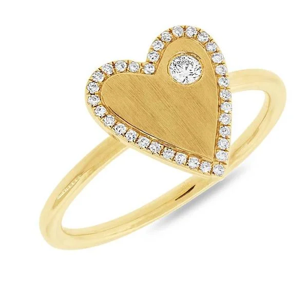 elegant ladies rings-14K Yellow Gold Diamond Heart Ring