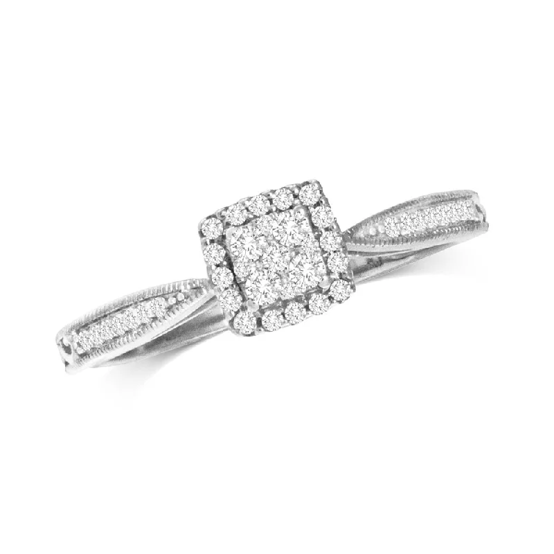 women’s gemstone rings-10K White Gold 1/5 Ct.Tw.Diamond Promise Ring