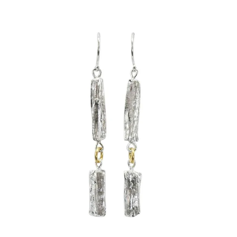 large statement earrings for ladies-Saphirim 3 Dimensional Textured Drop Earrings