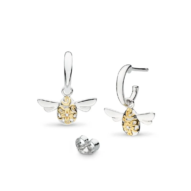 women’s birthstone drop earrings-Kit Heath Blossom Flyte Honey Bee Semi Drop Hoop Earrings