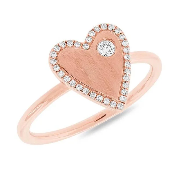 women’s rings for special occasions-14K Rose Gold Diamond Heart Ring