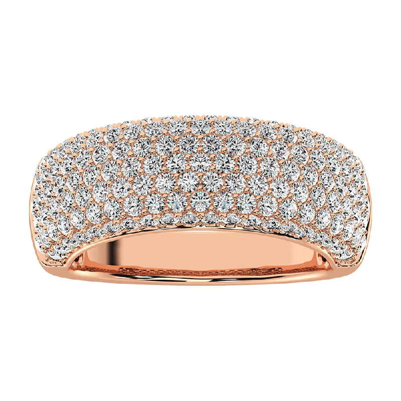 rose gold ladies rings-14K Rose Gold 1 5/8 Ct.Tw. Diamond Pave Set Fashion Band