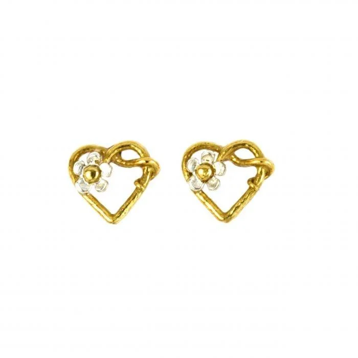 pearl earrings for ladies-Alex Monroe Posy Heart Stud Earrings