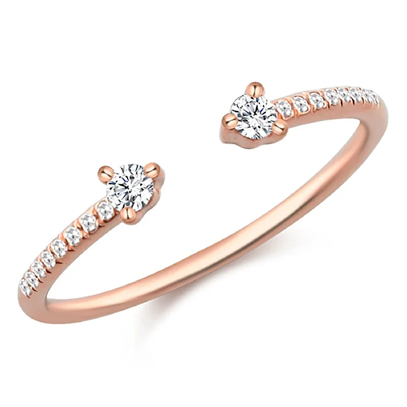 colorful ladies rings-14K Rose Gold Diamond Open Cuff Ring