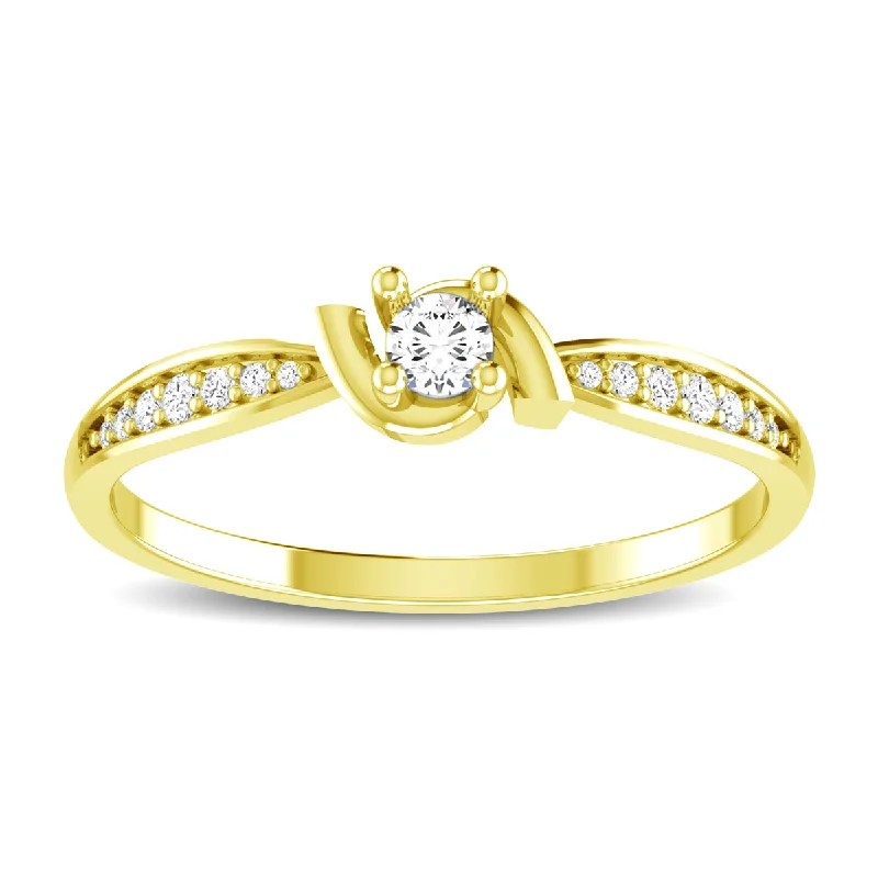 engraved ladies rings-10K Yellow Gold 1/6 Ct.Tw. Diamond Fashion Ring