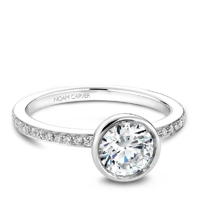 women’s engagement rings with side diamonds-Noam Carver Bezel Top Micropavé Diamond Engagement Ring B095-02A