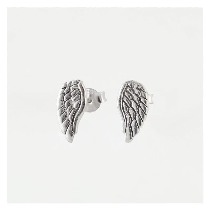 personalized dangle earrings-Kingsley Ryan Sterling Silver Angel Wings Stud Earrings