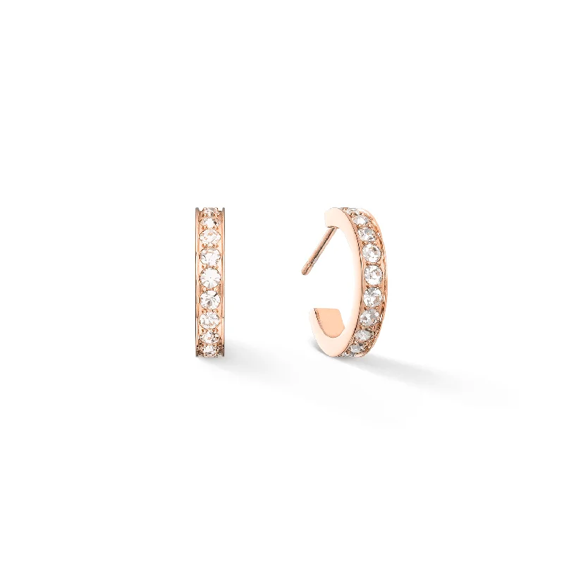 large statement earrings for ladies-Coeur De Lion Rose Gold Crystal Hoop Earrings