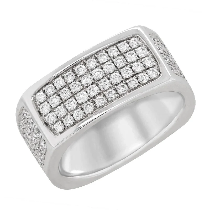 women’s stacking engagement rings-WHITE GOLD MENS RING WITH DIAMOND PAVE, 1.62 CT TW