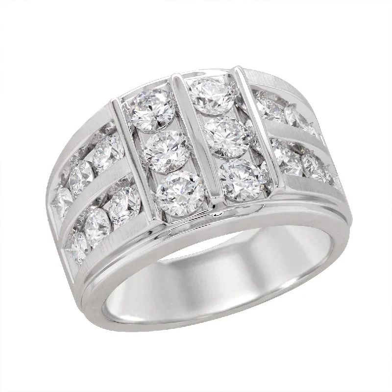 gemstone ladies rings-WHITE GOLD MENS RING WITH LAB GROWN DIAMONDS, 2.95 CT TW