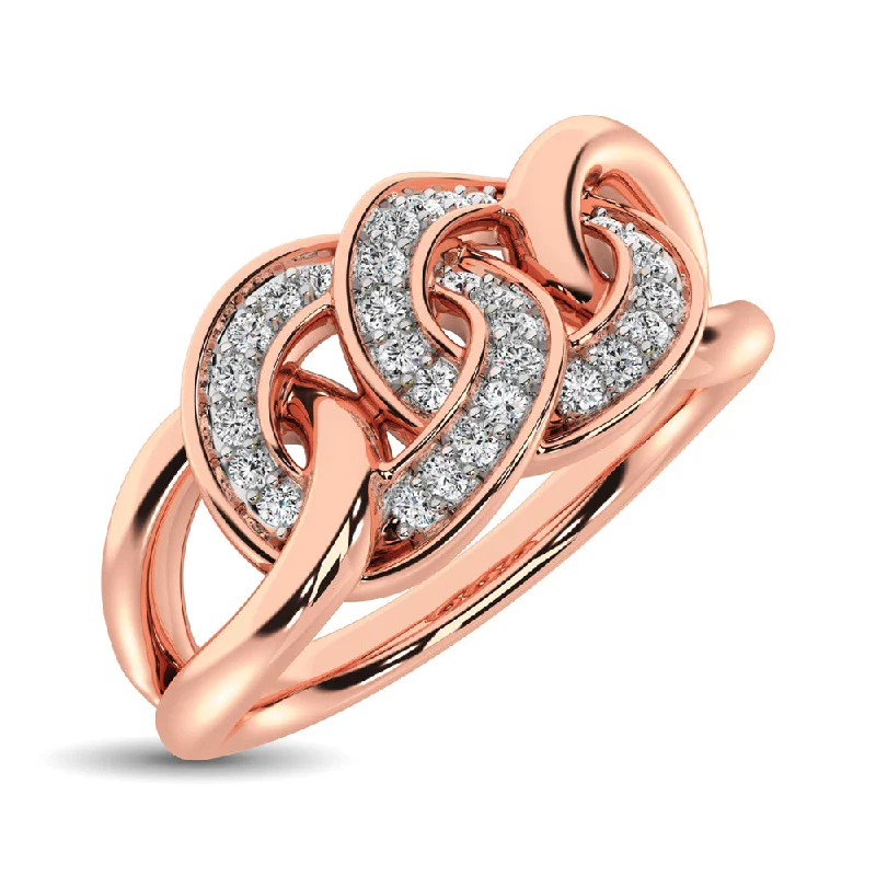 chunky ladies rings-10K Rose Gold 1/5 Ct.Tw. Diamond Interlinked Circle Ring