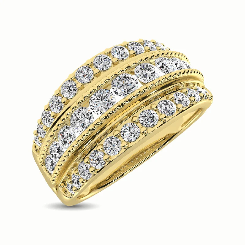 ladies rings with pearls-14K Yellow Gold 1 Ct.Tw. Diamond Fashion Ring