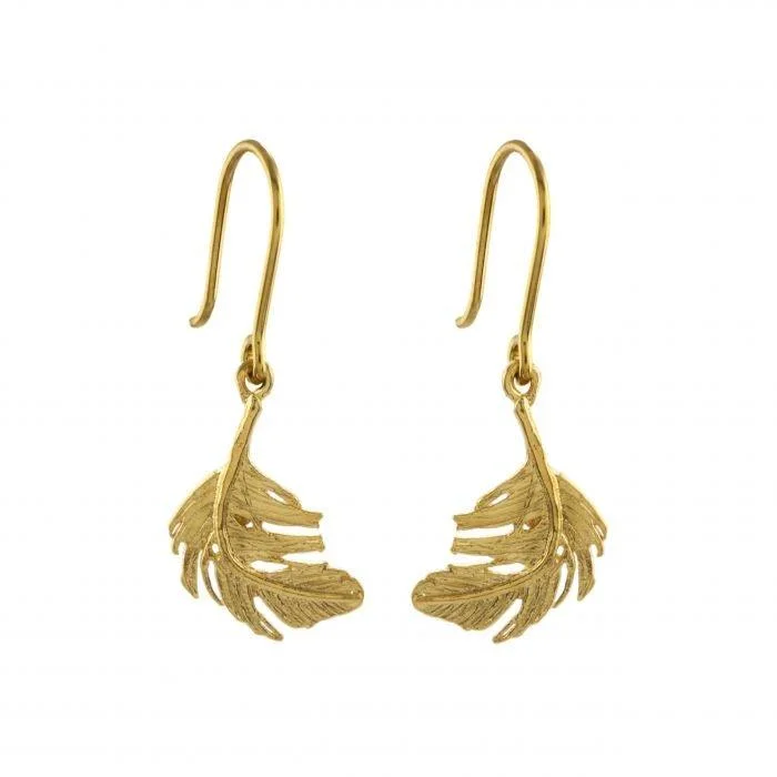 women’s teardrop earrings-Alex Monroe Little Feather Hook Earrings