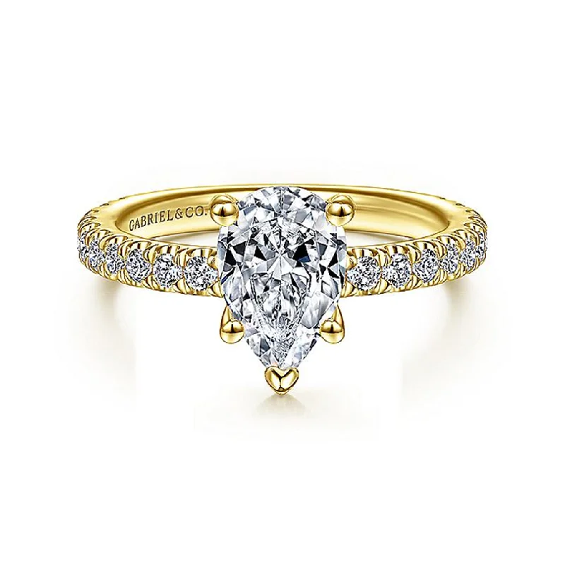 white gold engagement rings for women-14K Yellow Gold 'Alina' Hidden Halo Pear Diamond Engagement Ring