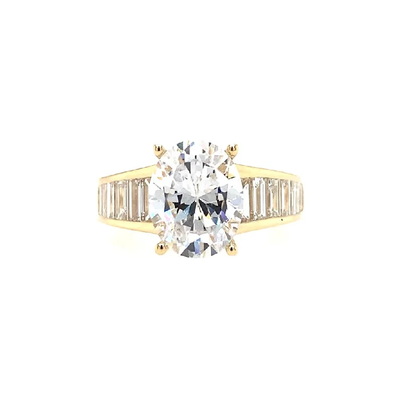 affordable diamond engagement rings-14K Yellow Gold Wide Band Oval Diamond Engagement Ring