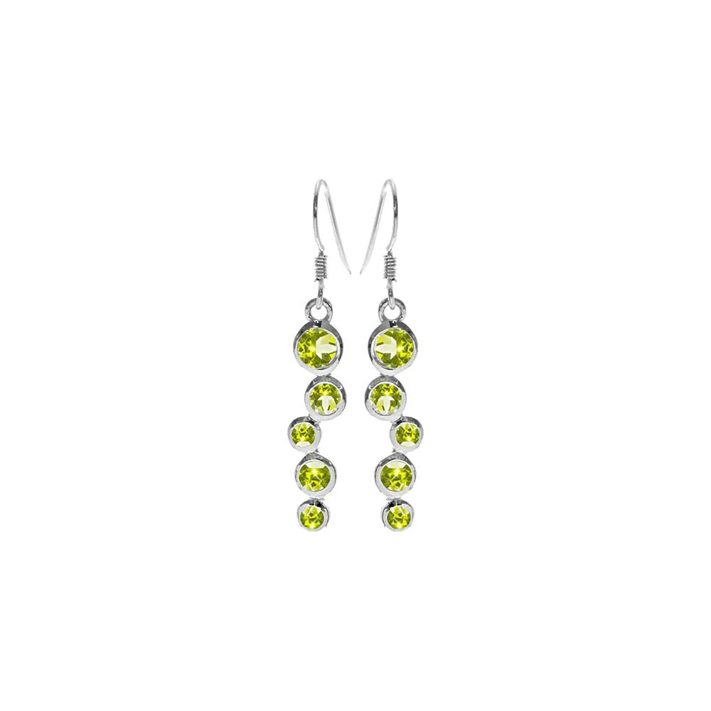 personalized silver earrings-Sterling Silver Peridot Bubble Drop Earrings