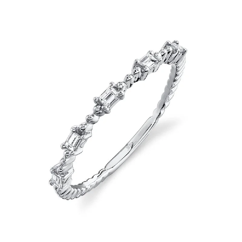 large ladies rings-14K White Gold Diamond Baguette Band