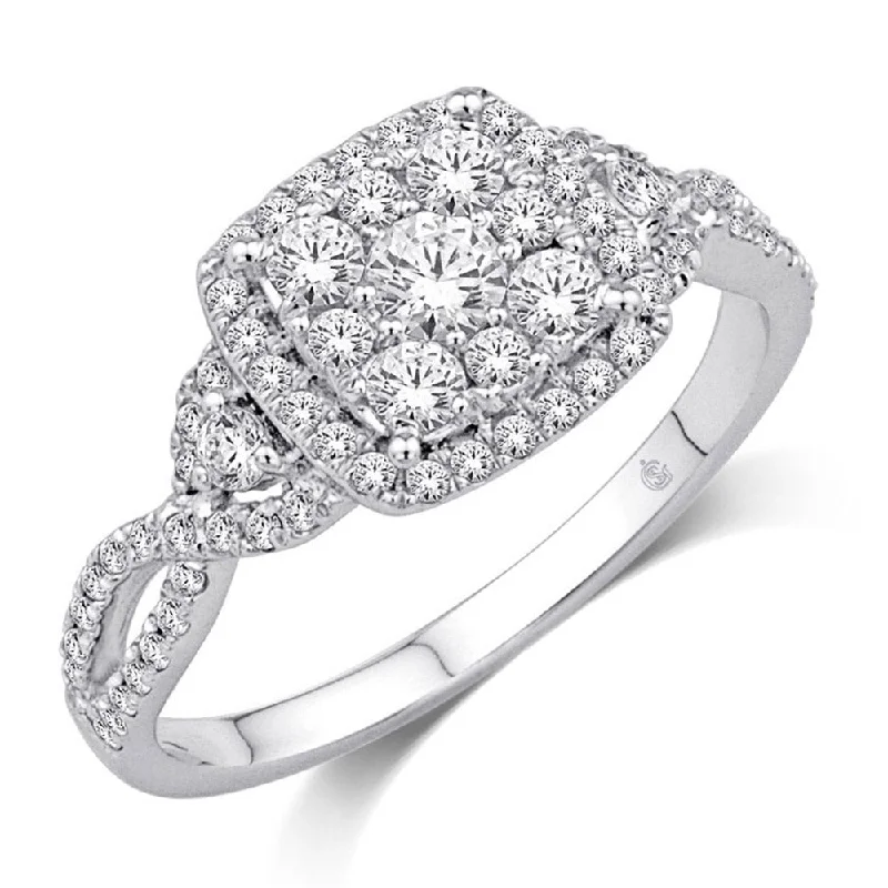 affordable ladies rings-14K White Gold 3/4 Ct.Tw.Diamond Fashion Ring