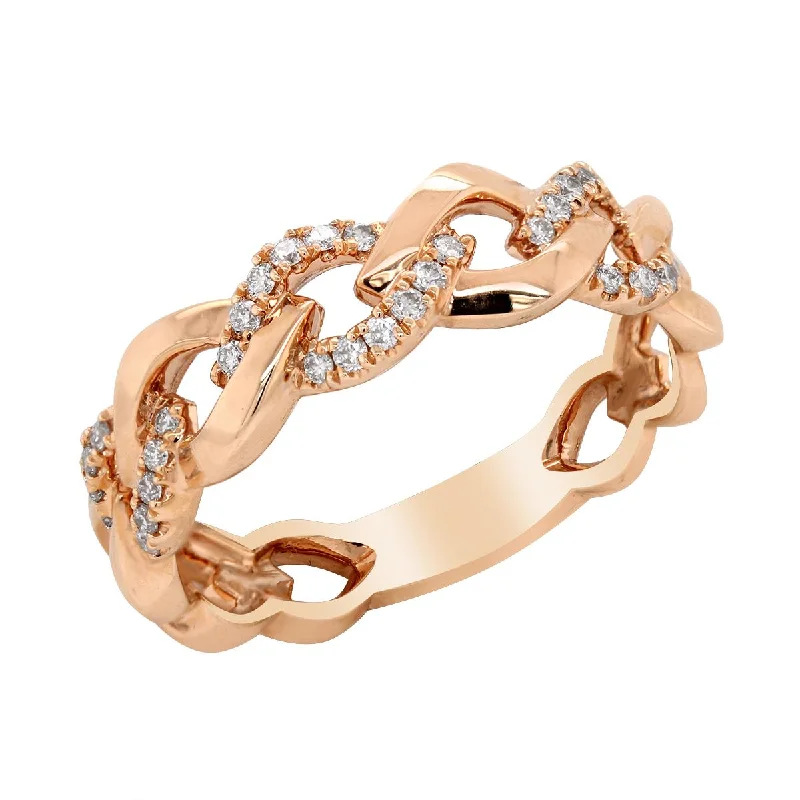 large ladies rings-ROSE GOLD FASHION RING WITH 36 ROUND CUT DIAMONDS, .18 CT TW