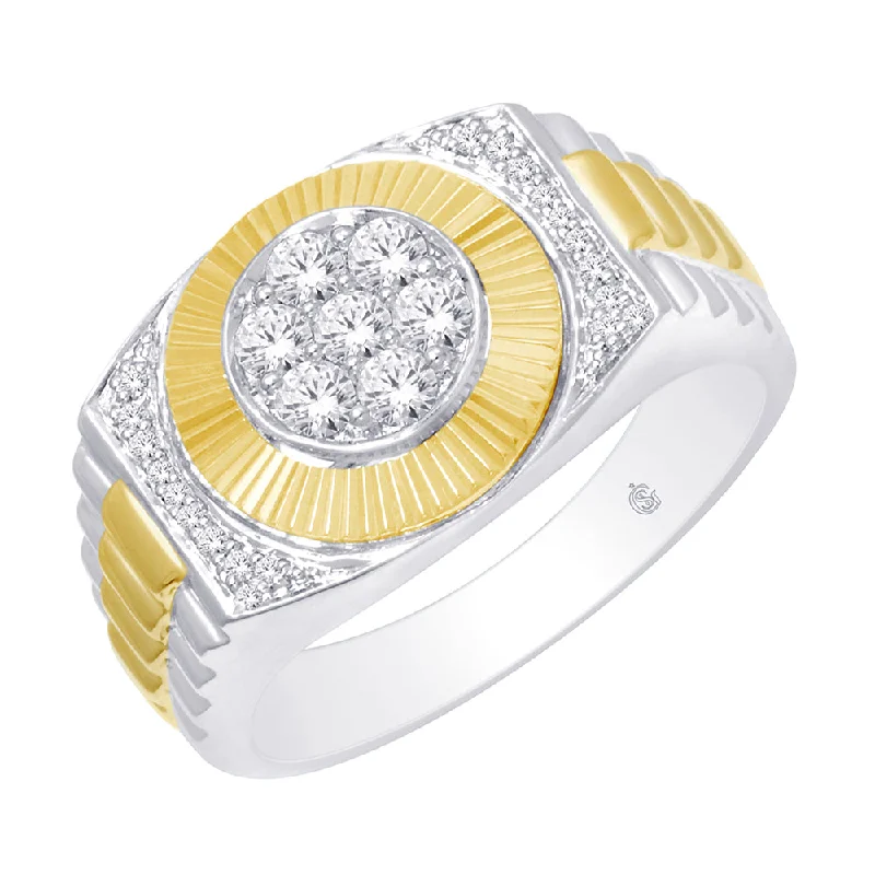 luxury gemstone ladies rings-10K White Gold 1/2 Ct.Tw. Diamond Mens Ring