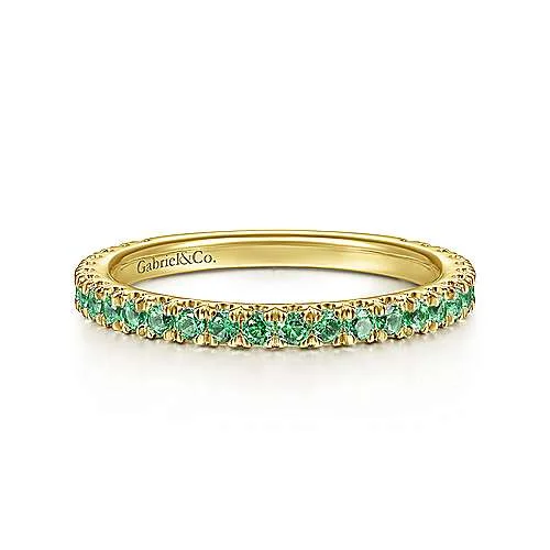 sterling silver ladies rings-14K Yellow Gold Emerald Band