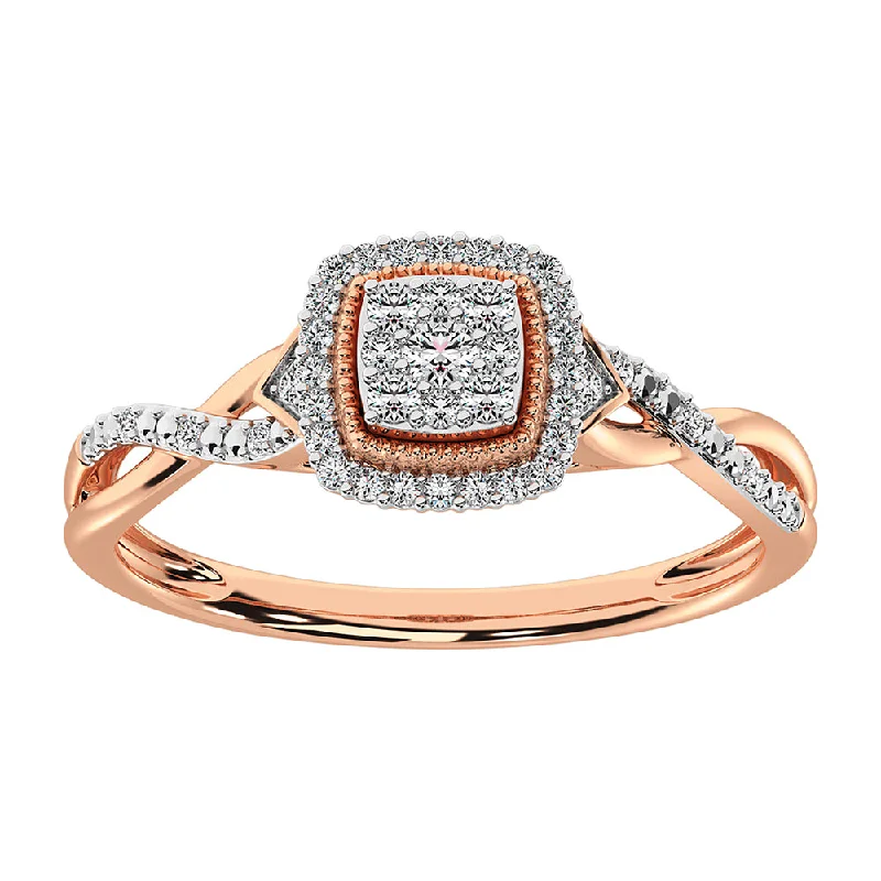 modern ladies rings-10K Rose Gold 1/5 Ct.Tw. Diamond Promise Ring