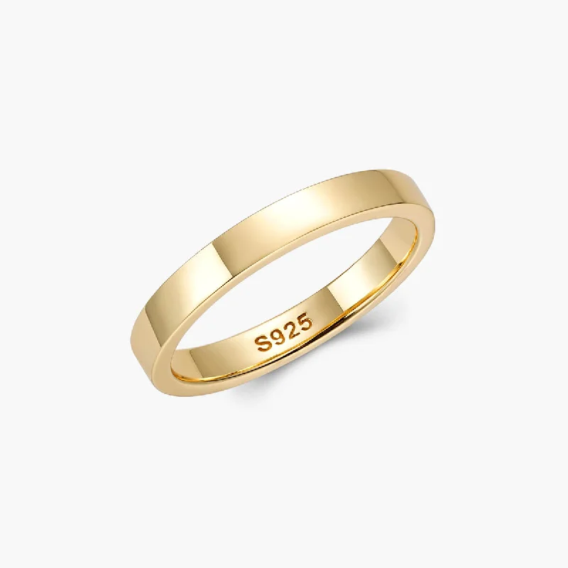 classic gold rings for ladies-Classic Flat Band