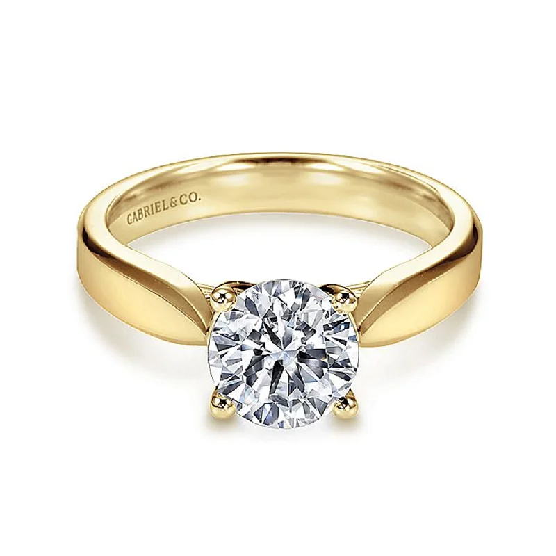 unique two-tone engagement rings for women-14K Yellow Gold 'Jamie' Round Diamond Engagement Ring