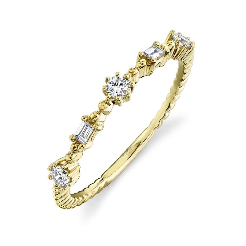 unique ladies rings-14K Yellow Gold Diamond Beaded Band