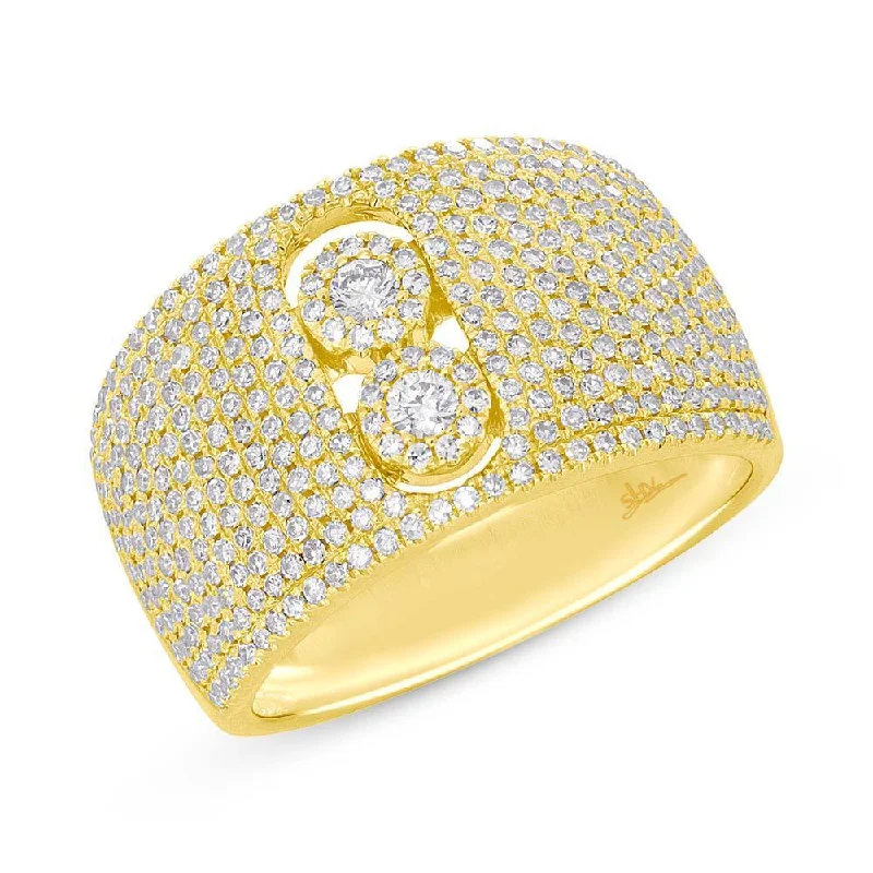 wedding rings for ladies-14K Yellow Gold Diamond Pave Slider Ring