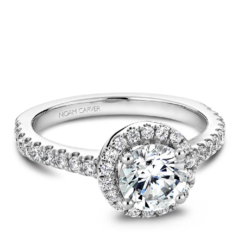 women’s engagement rings with floral design-Noam Carver Diamond Halo Engagement Ring B029-01A