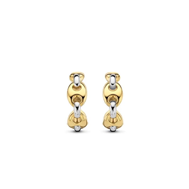 women’s chandelier earrings-Ti Sento 18ct Gold Vermeil Anchor Hoop Earrings