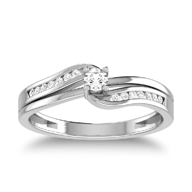 stacking rings for ladies-10K White Gold 1/5 Ct.Tw. Diamond Fashion Ring