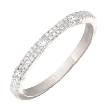 platinum ladies rings-14K White Gold Diamond Stacking Ring