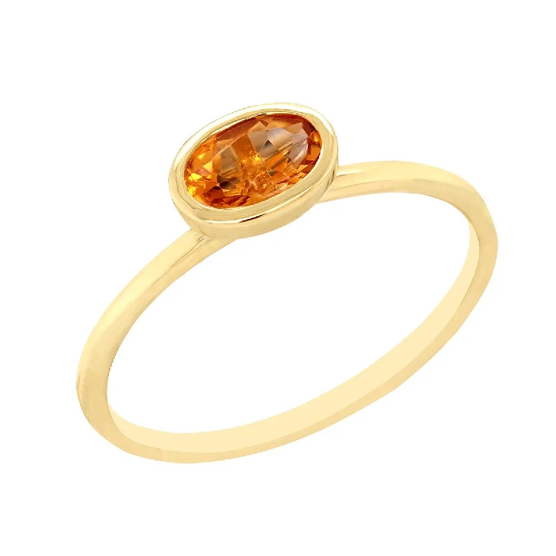 luxury ladies rings-OVAL CUT CITRINE RING WITH YELLOW GOLD