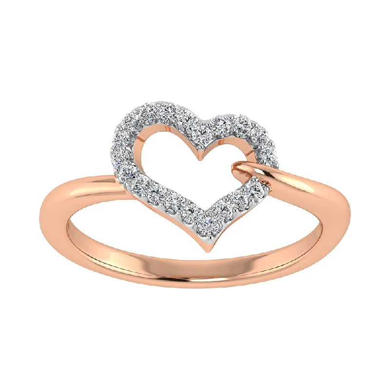 vintage style ladies rings-10K Rose Gold 1/6 Ct.Tw. Diamond Heart Ring