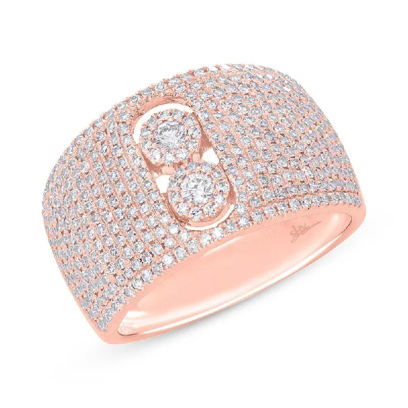 modern ladies rings-14K Rose Gold Diamond Pave Slider Ring