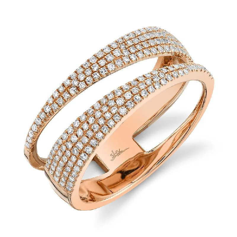 ladies rings with moonstone-14K Rose Gold Diamond Pave Split Shank Ring