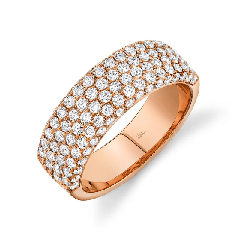 women’s pearl rings-14K Rose Gold Diamond Lady's Pave Band