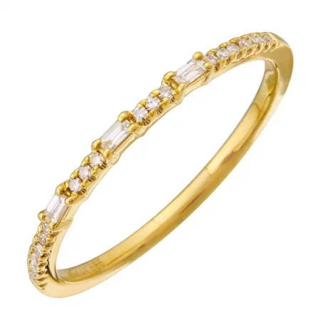 fashion ladies rings-14K Yellow Gold Diamond Stackable Band