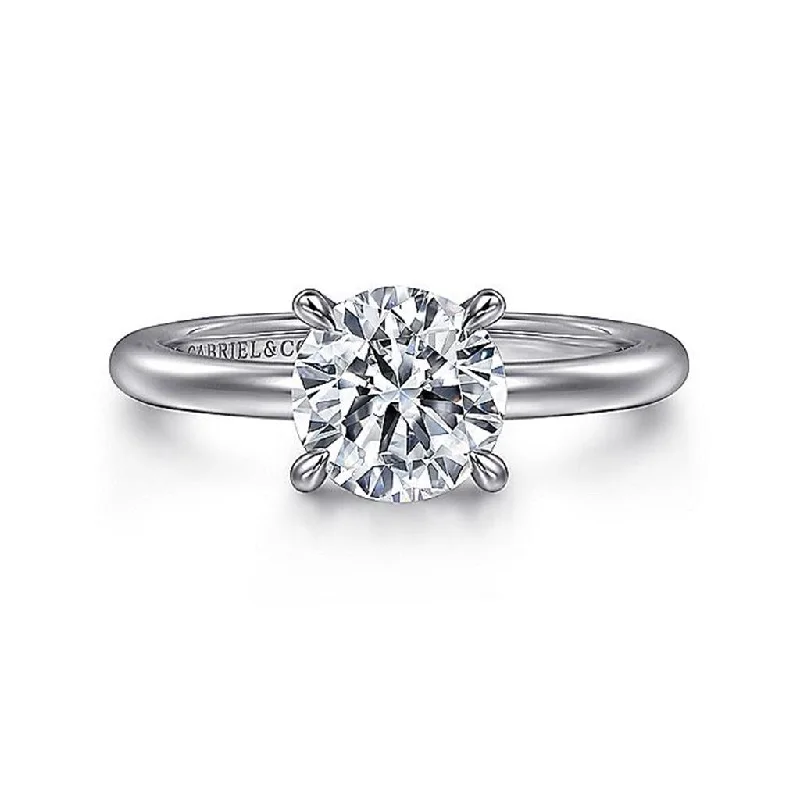 simple and elegant engagement rings for ladies-14K White Gold 'Ali' Round Diamond Engagement Ring