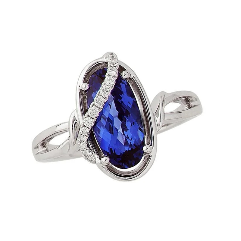 ladies rings for mothers-CHATHAM LAB GROWN SAPPHIRE AND DIAMOND RING