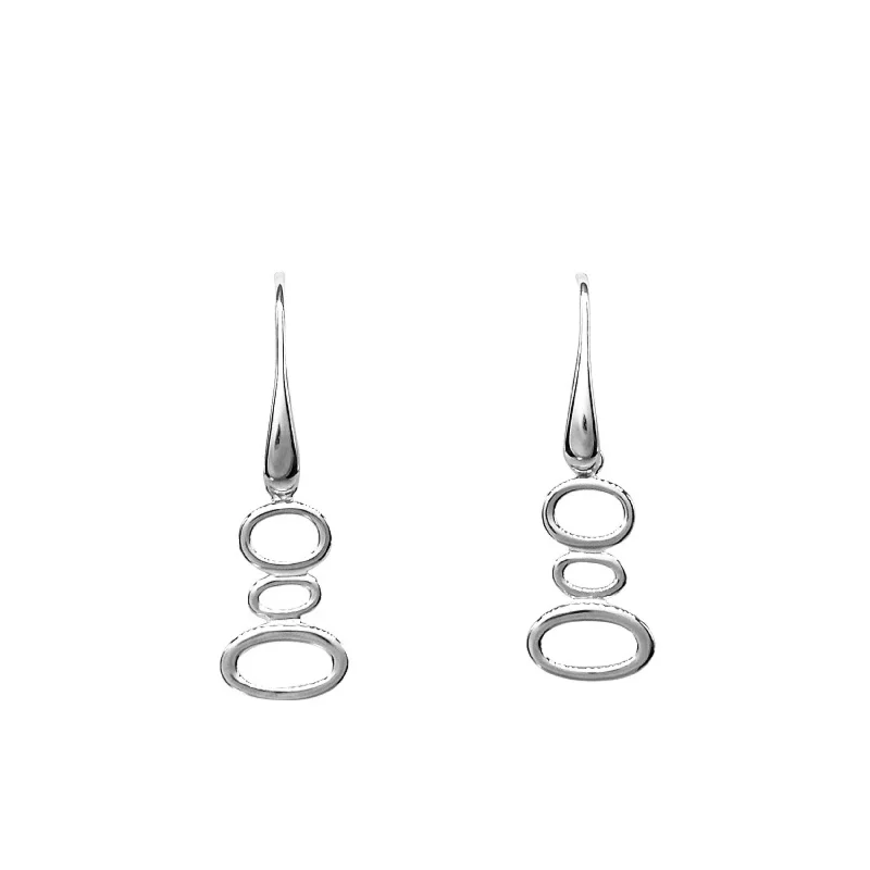 trendy earrings for ladies-Cascading Ovals Drop Earrings