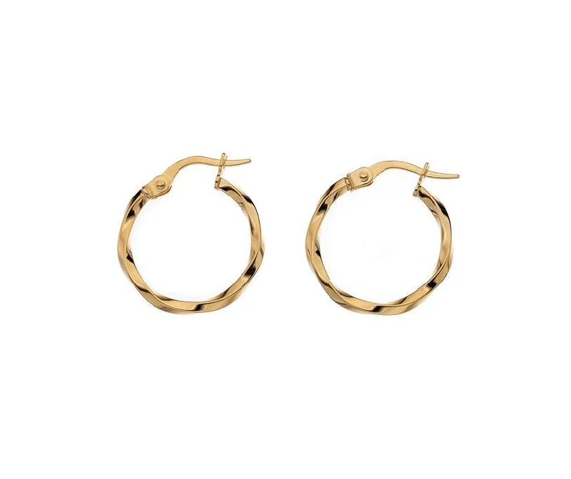 women’s gemstone hoop earrings-9ct Gold Twisted Hoop Earrings