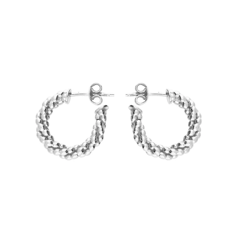 diamond cluster earrings for women-Dainty London Silver Barnacle Huggie Hoop Earrings