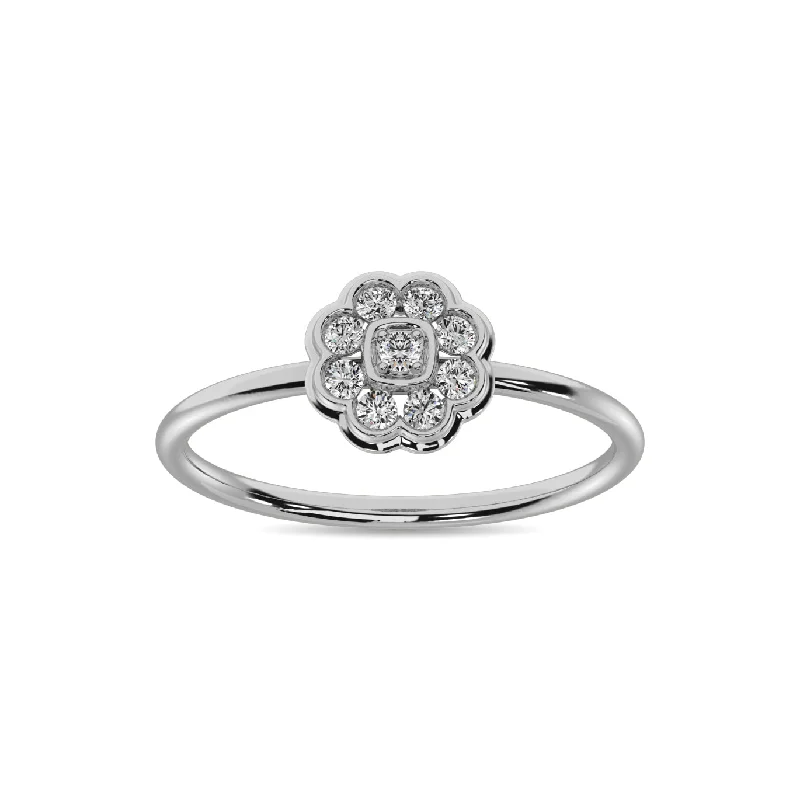 classic ladies rings-Diamond 1/4 ct tw Flower Ring in 10K White Gold